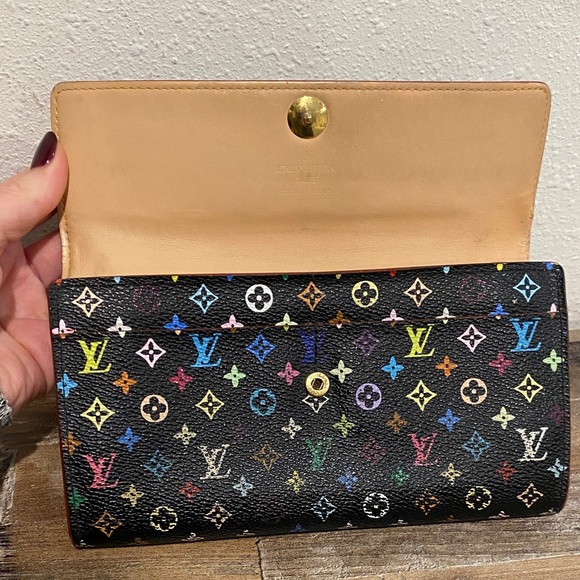 Louis Vuitton Black Murakami Multicolor Monogram Sarah Wallet - Picture 5 of 13